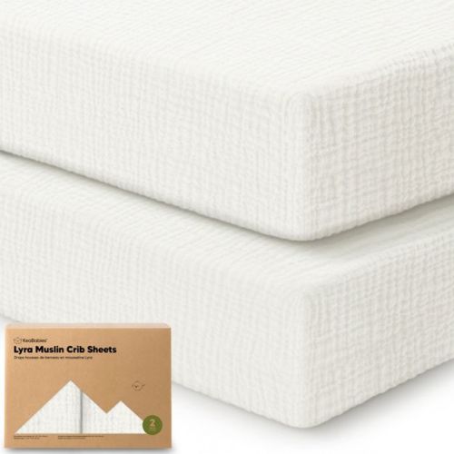 KeaBabies Lyra Muslin Crib Sheets for Boys, Girls, 2pk 52x28 Cotton Baby Crib Mattress Sheets Fitted, Soft, Breathable (Soft White)