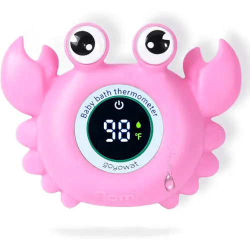 Baby Bath Thermometer,Baby Bath,Newborn Swimming Safety Toy Thermometer,Bathtub Water Thermometer,Large Eyed Crab Toy Floating Water Temperature Gauge Baby Temperature Warning,Girl Baby Pink
