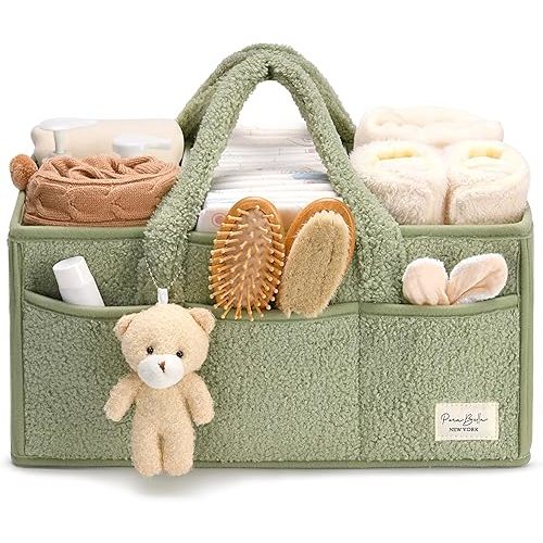 PeraBella Baby Diaper Caddy Organizer for Changing Table, Baby Storage Basket for Diapers and Baby Wipes, Gift for Baby Shower, Car Caddy Organizer, Nursery Diaper Organizer, Portable Diaper Storage