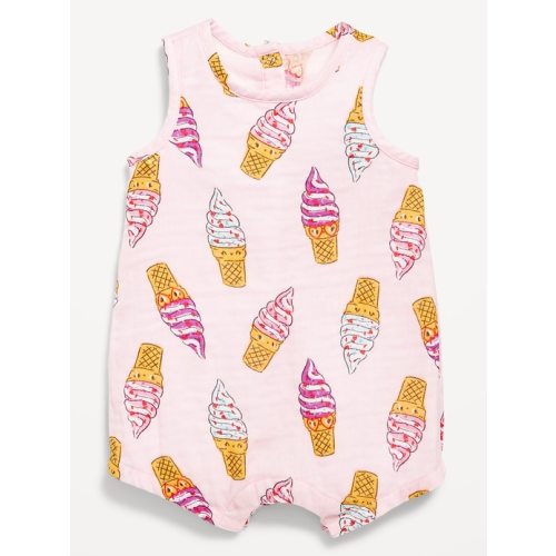 Printed Sleeveless Double-Weave One-Piece Romper for Baby