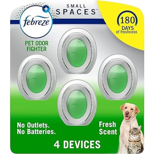 Febreze Small Spaces Air Freshener, Odor-Fighting, Plug In Alternative, Air Fresheners for Home and Bathroom and Kitchen, Closet Air Fresheners, Heavy Duty Pet Scent, 4 Count