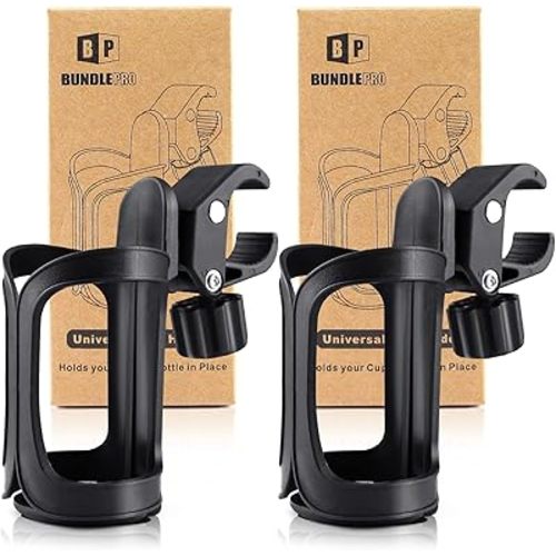 Pack of 2 Stroller Cup Holders, Universal Drinks Holder for Bikes, Trolleys or Walkers