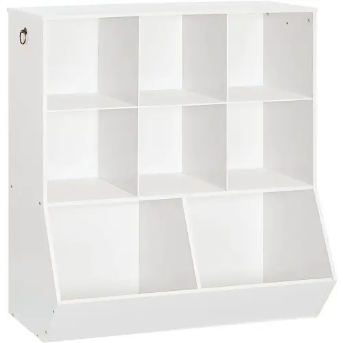 HOOBRO Kids Bookshelf, Toy Storage Cabinet, Kids Toy Organizer, 8 Cubicles, Bookcase Footboard, Bookshelf for Kids, for Playroom, Bedroom, Nursery, School, White WT35CW01G1