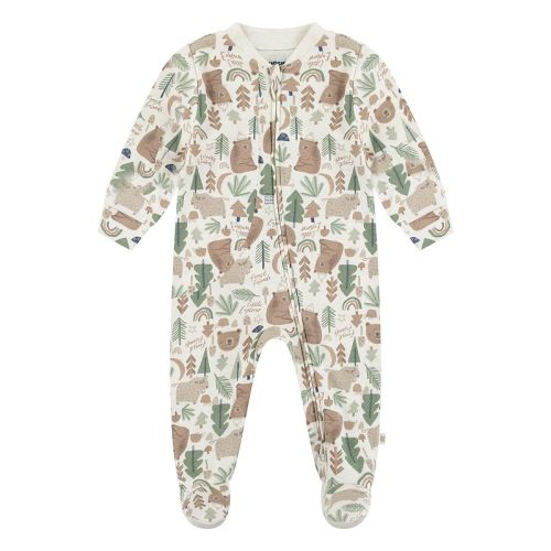 Newborn Baby Boys Huggies Babywear® Organic Forest Print Sleep & Play 2-Way Zip Coveralls