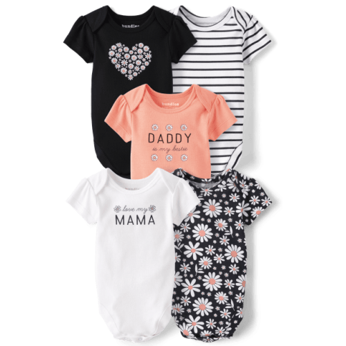 Baby Girls Daisy Bodysuit 5-Pack