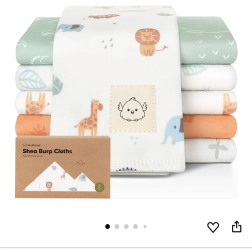 Organic Burp Cloths Baby Boy, Girl - 6-Pack Large Cotton Burping Cloths for Babies, Spit Up Rags, Super Absorbent, Ultra Soft Newborn Rag, Gender Neutral, Machine Washable, Durable (Wilderness)