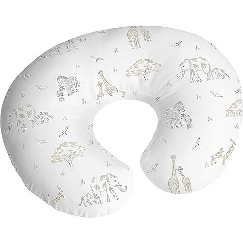 Sweet Jojo Designs Jungle Safari Animals Boy Girl Gender Neutral Nursing Pillow Cover Baby Breastfeeding Slipcover Infant Newborn Nursery Bottle Pillowcase(Pillow NOT Included) - Taupe Elephant Zebra