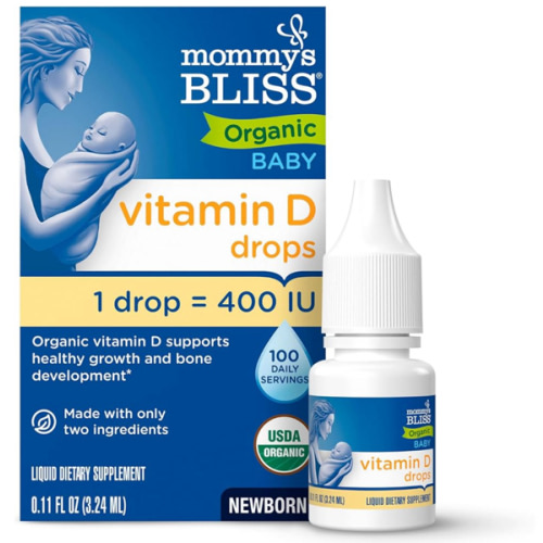 Mommy’s Bliss Organic Vitamin D Drops - Infants and Newborns - Supports Growth and Bone Development - Easy Use - 400 IU Per Drop - 100 Daily Servings