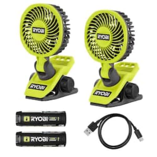 USB Lithium Clamp Fan Kit 2-Pack with (2) 2.0 Ah USB Lithium Batteries and Charging Cable