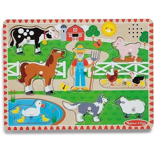 Melissa & Doug Old MacDonald's Farm Sound Puzzle - Farm Animal Toys, Sound Puzzles for Toddlers and Kids Ages 2+