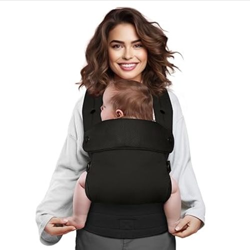 Embrace Baby Carrier Newborn to Toddler, Ergonomic, Cozy and Lightweight Infant Carrier for 7-44lbs Babies with Enhanced Lumbar & Adjustable Neck Support Hands-Free Child Wrap Straps (Black)