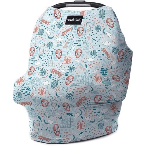 Milk Snob Original Marvel 5-in-1 Baby Cover, Breastfeeding, Car Seat, Carrier, Stroller, High Chair, Shopping Cart, Canopy, Baby Shower Gender Neutral Gifts, Nursing Top (Spider-Man Sketch Book)
