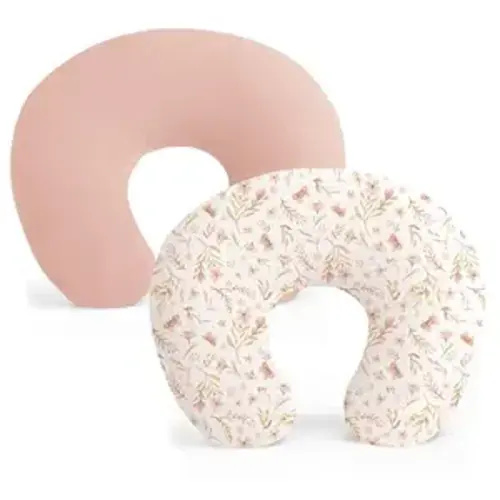 Konssy 2 Pack Nursing Pillow Covers, Stretchy and Soft Nursing Cover for Breastfeeding, Pillow Slipcover for Baby Girls Boys Newborn (Pink Spring, Pink)