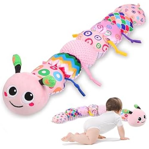 Baby Girl Toys 0-6 Months - Tummy Time Gifts Stuffed Sensory Caterpillar Toys for 0-3 3-6 6-9 6-12 Months Newborn Infant Rattles Crinkle Textures Soft Plush 3 4 5 6 7 8 9 10 Months Boys Girls Present