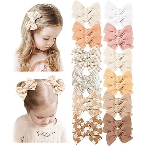 Niceye 24 PACK Baby Girls Hair Bows Clips Hair Barrettes Accessory for Babies Infant Toddlers Kids in Pairs