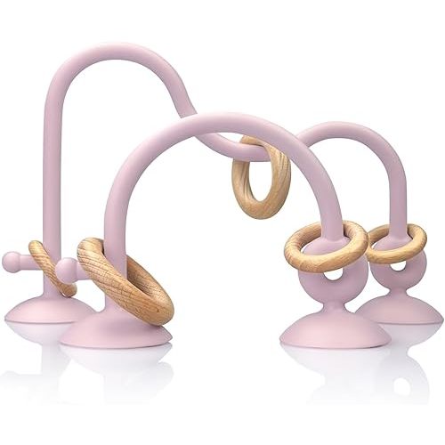 High Chair Suction Cup Toys for Babies 6-12 Months, Suction Baby Sensory Chew Toy for High Chair Tray, Montessori Toy for Babies 0-6 Month, Silicone Teethers Baby Teething Toys 6-12 12-18 Months(Pink)