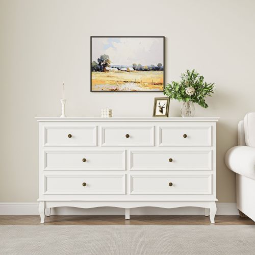 7 - Drawer Dresser with Solid Wood Legs and Painted Finish