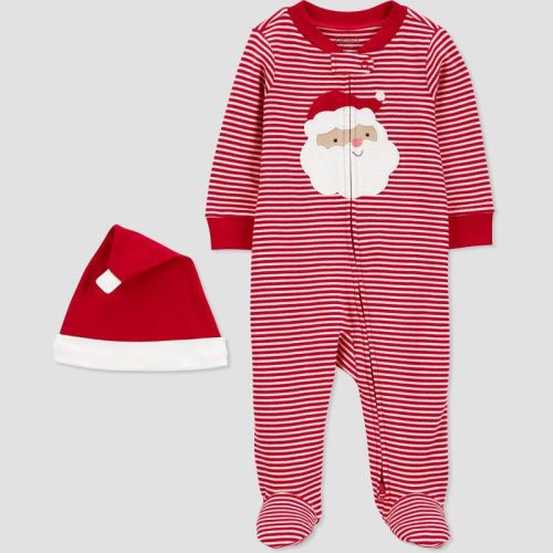Carter's Just One You® Baby Christmas Striped Santa Sleep N' Play - White/red 3m
