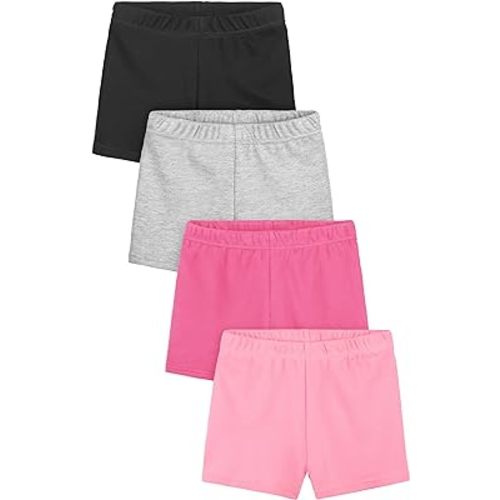 Resinta 4 Pack Baby and Toddler Girls' Cotton Bike Shorts Solid Cotton Bike Shorts Soft Pull-On Safety Shorts for Daily Wear