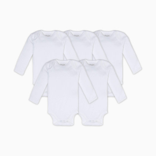 Burt's Bees Baby Organic Long Sleeve Bodysuit (5-Pack) - Cloud, 3-6 M