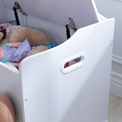 KidKraft Austin Wooden Toy Box/Bench with Safety Hinged Lid, White, Gift for Ages 3+, Amazon Exclusive - Single