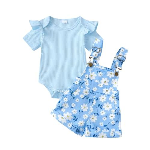 SUNNY PIGGY Baby Girl Clothes Summer Outfit Short Sleeve Overalls Suspender Infant Girls Short Set Shorts Clothing