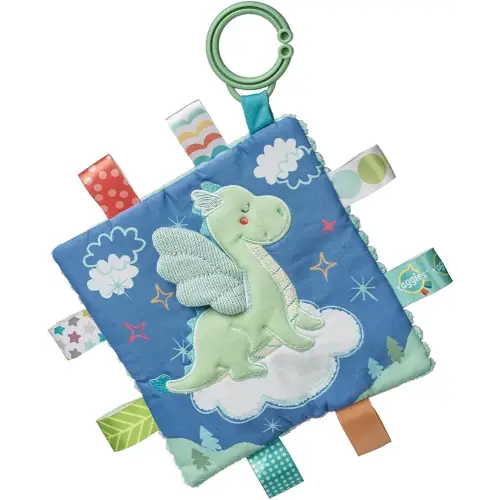 Taggies Crinkle Me Toy with Baby Paper & Squeaker with Sensory Tags, 6.5 x 6.5-inches, Drax Dragon