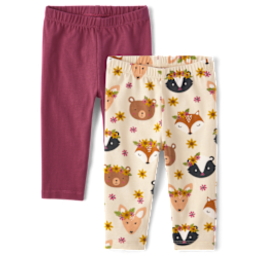 Baby Girls Animal Leggings 2-Pack - Frappe