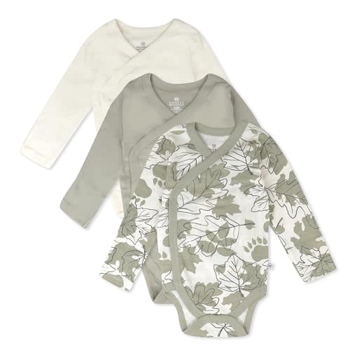 HonestBaby Baby Long Sleeve Side-Snap Organic Cotton Kimono Bodysuits (3 Pack)