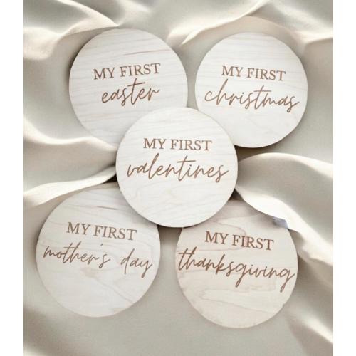 My First Holiday Milestone Set Milestone Photo Prop Newborn Wood Signs Holiday Sign Milestone Cards Baby Shower Gifts
