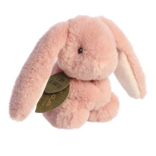 Ebba Small Brenna Bunny Rattle Eco Ebba Eco-friendly Baby Stuffed Animal Pink 6"