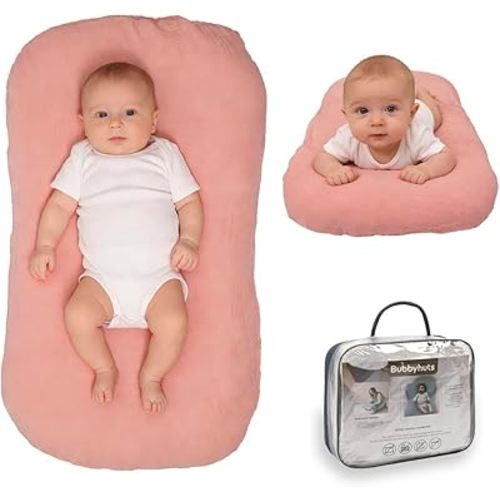 Baby Lounger - Snuggle Cozy Me Infant Lounger for Newborn 0-12 Months, Muslin Cover，Portable Breathable & Soft Baby Nest Lounger for Home and Travel - Pink