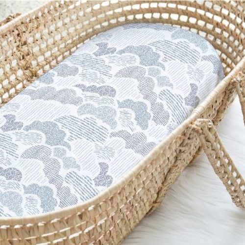 The Peanutshell Soft Cloud Bassinet Sheets, Blue, 4-Pack