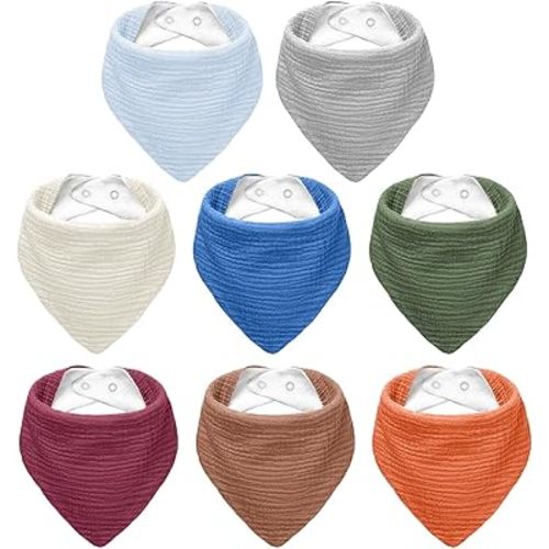 Muslin Baby Bibs,Baby Bandana Drool Bibs 100% Cotton for Baby Boy Girl,Solid Colors Bib for Drooling Teething