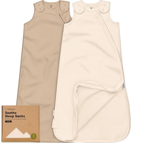 2-Pack Organic Baby Sleep Sacks, 100% Cotton - Soft & Breathable 0.5TOG Baby Wearable Blanket, Toddler Sleeping Sack 0-6 Months, Easy to Wear Transitional Swaddles for Newborns (Ecru, S)
