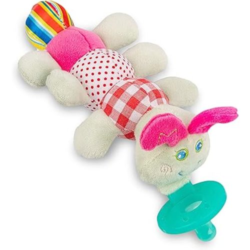 Caterpillar Stuffed Animal Pacifier Holder, Latex-Free Soother with Stuffed Toy, Calming and Easy to Clean Baby Stuff, Newborn Pacifier- BabyLuv