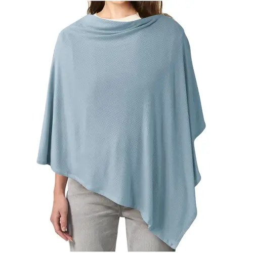 Konssy Knit Nursing Cover for Breastfeeding, 360° Full Privacy Breathable Breastfeeding Cover, Multi-use Carseat Canopy(Blue)
