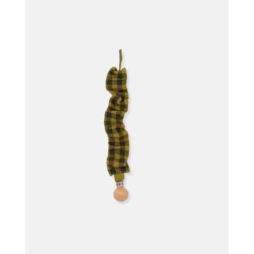 gingham pacifier clip in green