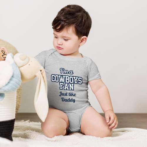 Baby Romper & Toddler Tee Personalised American Football Gift | NFL Dallas Cowboys Inspired Fan Clothing | Custom Gridiron Present Onesie