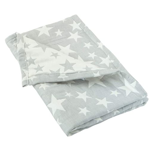NTBAY 3 Layer Toddler Blanket, Muslin Cotton Jacquard Bed Blankets, Lightweight Thermal Baby Blanket, Super Soft and Warm Crib Blanket for All Seasons, Decoration Gift, 30"x40", Grey Star - 30x40 Inch (Pack of 1)