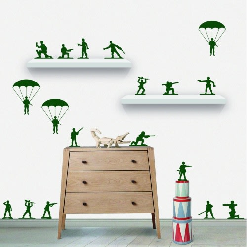 Army Toy Soldiers Wall Stickers - Set of 22, Any Colour - Playroom or Nursery Decor