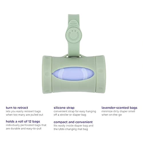 Ubbi On-the-Go Diaper Bag Dispenser for Travel, Retractable Must Have for Newborns, Helpful Baby Accessory, Sage Green - 1 Count (Pack of 1)