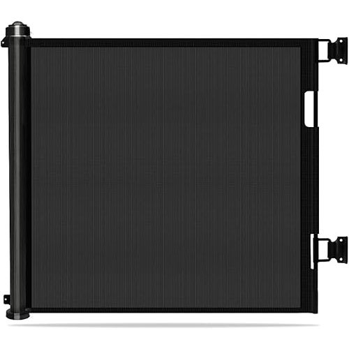Wiscky Extra Wide Safety Gates - 33" Tall, Extends to 59" Wide, Easy to Roll and Latch for Dogs, Indoor/Outdoor (Black)