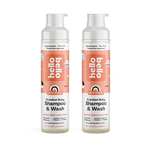 Hello Bello Extra Gentle Shampoo & Body Wash I Tear Free, Hypoallergenic and Pediatrician Tested Plant Based Formula for Babies and Kids I Sweet Cream Scent I 20 FL Oz (2 Packs of 10oz)