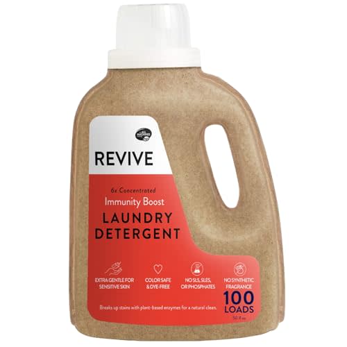 Immunity Boost Liquid Laundry Detergent 50oz by Revive Essential Oils - Ultra Concentrated, Synthetic Fragrance Free, Stain Fighting, Essential Oils