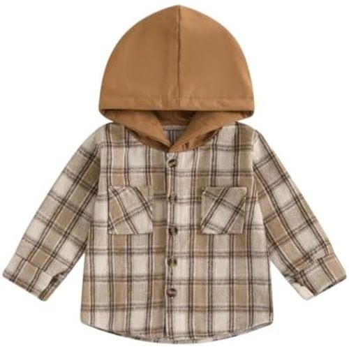 MERSARIPHY Toddler Boy Girl Jacket Button Down Plaid Flannel Baby Hoodies Fall Winter Festival Outfits for Kids