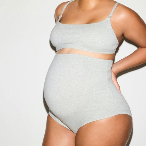 COTTON JERSEY MATERNITY NURSING SCOOP BRALETTE 2-PACK | LIGHT HEATHER GREY | SKIMS