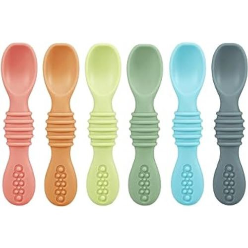 Amazon.com: PandaEar 6 Pack Silicone Baby Spoons Self Feeding 6 Months for Toddler - Baby Led Weaning Utensils 6-12 Months - Infant Spoons First Stage - Baby Feeding Essentials - Baby Eating Utensils Set : Baby