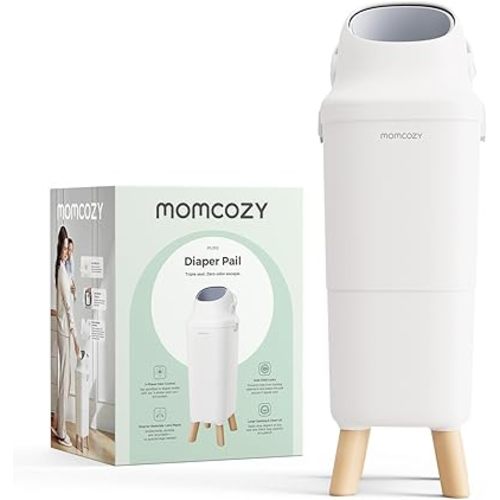 Momcozy Large Capacity Baby Diaper Pail with Innovative Triple-Seal Odor Locking, Diaper Trash Can with Wide Opening, Built-in Child Lock, Ergonomic Height Design