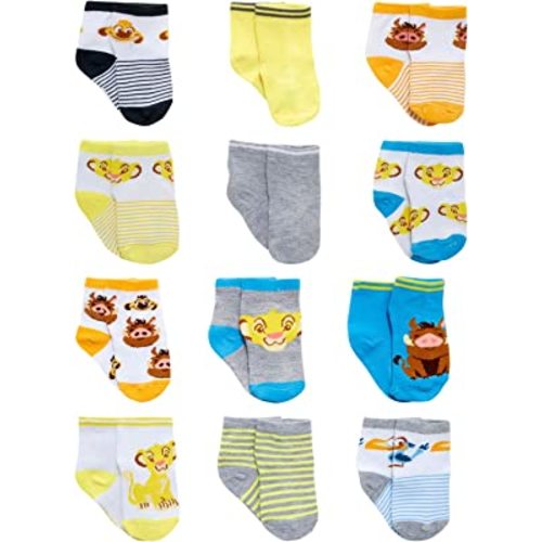 Disney Baby Boys Socks - 12 Pack Soft Newborn Baby Socks Character Prints - Cute Newborn and Infant Socks (0-24M)